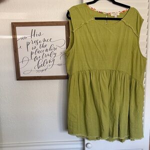 Umgee Chartreuse Textured Blouse